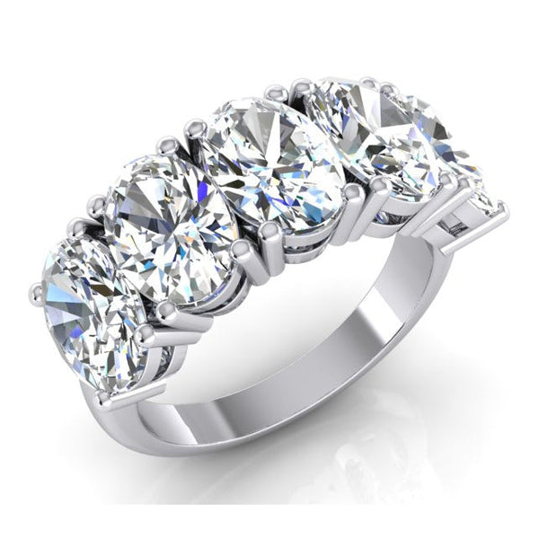 5 Stone Genuine Diamond Anniversary Band Gold Oval Cut Jewelry 5 Carats