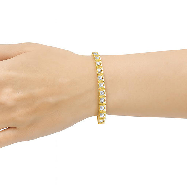 5 Carats Genuine Natural Earth Mined Diamond Square Mens Bracelet Yellow Gold 14K
