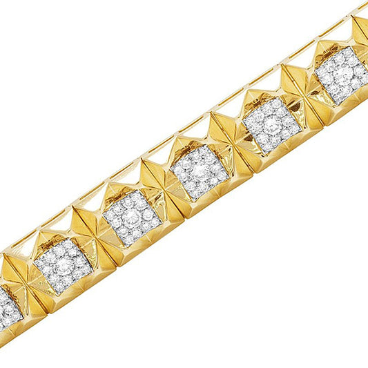5 Carats Genuine Natural Earth Mined Diamond Square Mens Bracelet Yellow Gold 14K