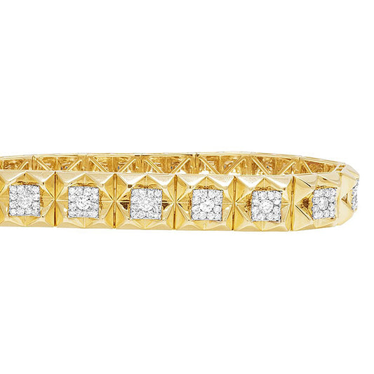 5 Carats Genuine Natural Earth Mined Diamond Square Mens Bracelet Yellow Gold 14K