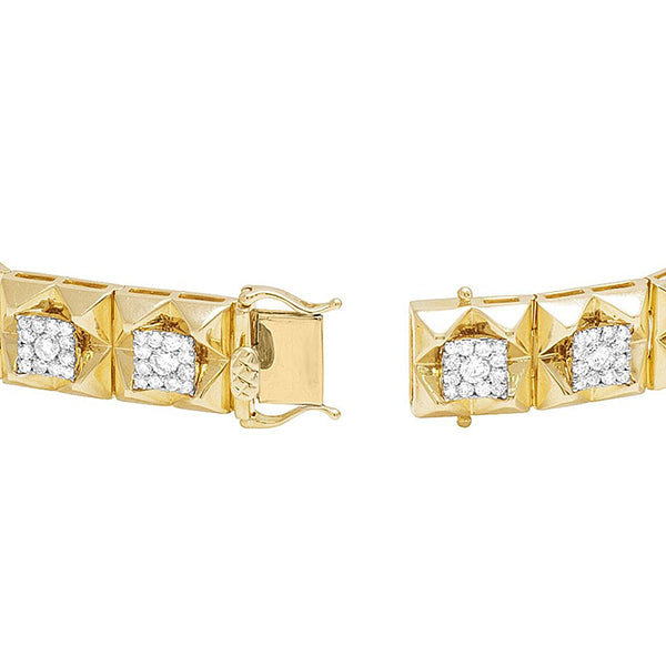 5 Carats Genuine Natural Earth Mined Diamond Square Mens Bracelet Yellow Gold 14K