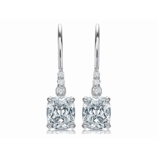 5.00 Carats Prong Set Sparkling Genuine Diamonds Dangle Earrings White Gold