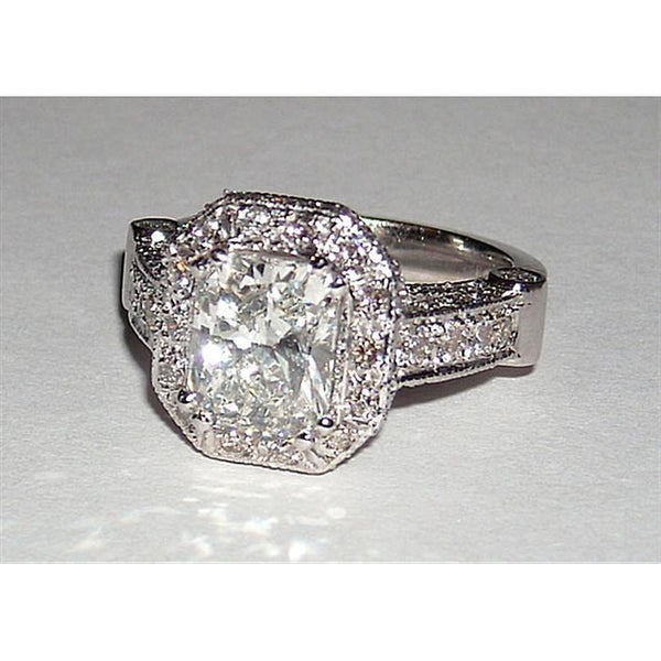 5.01 Carat Radiant Cut Jewelry Real Diamond Beautiful Halo Engagement Ring