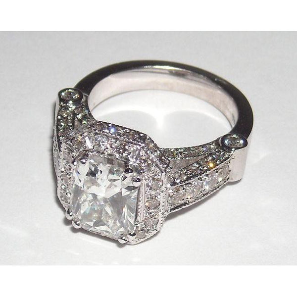 5.01 Carat Radiant Cut Jewelry Real Diamond Beautiful Halo Engagement Ring