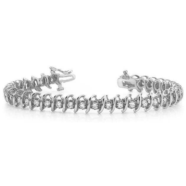 5.25 Carats Round Natural Diamonds Swirl Link Tennis Bracelet Gold 14K