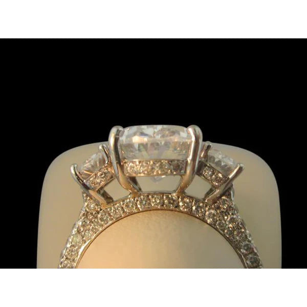 5.25 Cts. Oval Real iamonds Three Stone Engagement Ring New