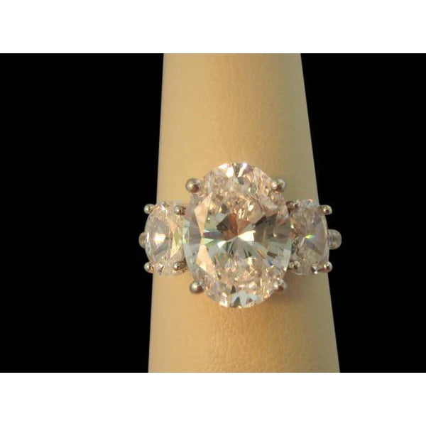 5.25 Cts. Oval Real iamonds Three Stone Engagement Ring New