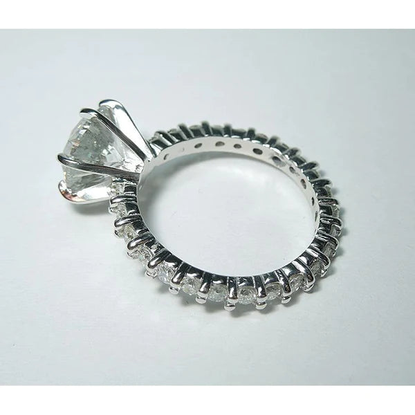 5.26 Carats Real Diamond Eternity Engagement Ring White Gold 14K