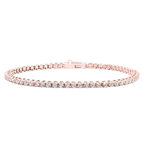 5.30 Round Real Diamond Tennis Bracelet Rose Gold 14K New