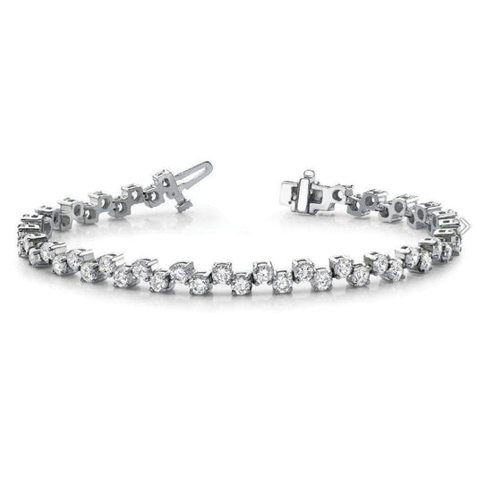 5.40 Carats Round Brilliant Cut Real Diamond Tennis Bracelet White Gold
