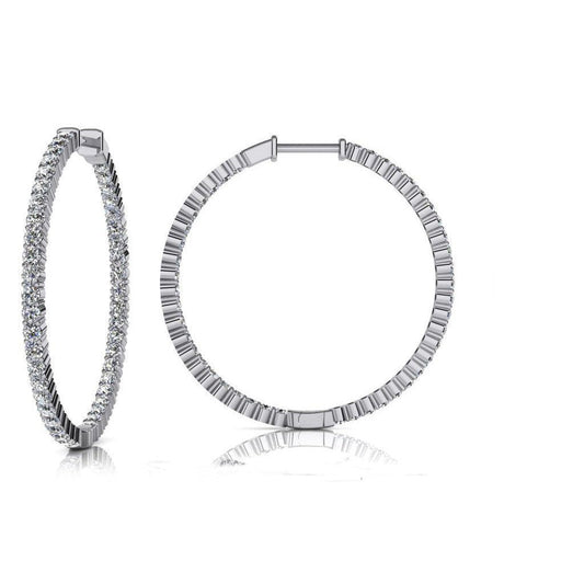 5.40 Ct Round Cut F Vvs1 Real Diamonds Ladies Hoop Earrings White Gold 14K