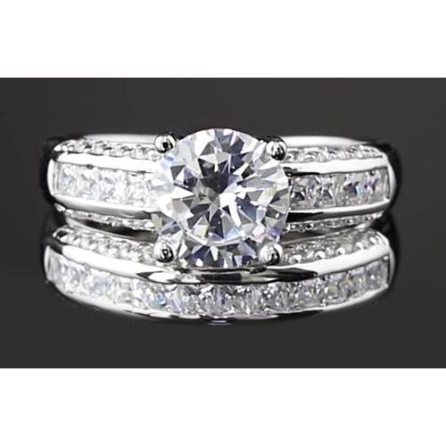 5.50 Carats Channel Set Round Real Diamond Anniversary Ring White Gold 14K