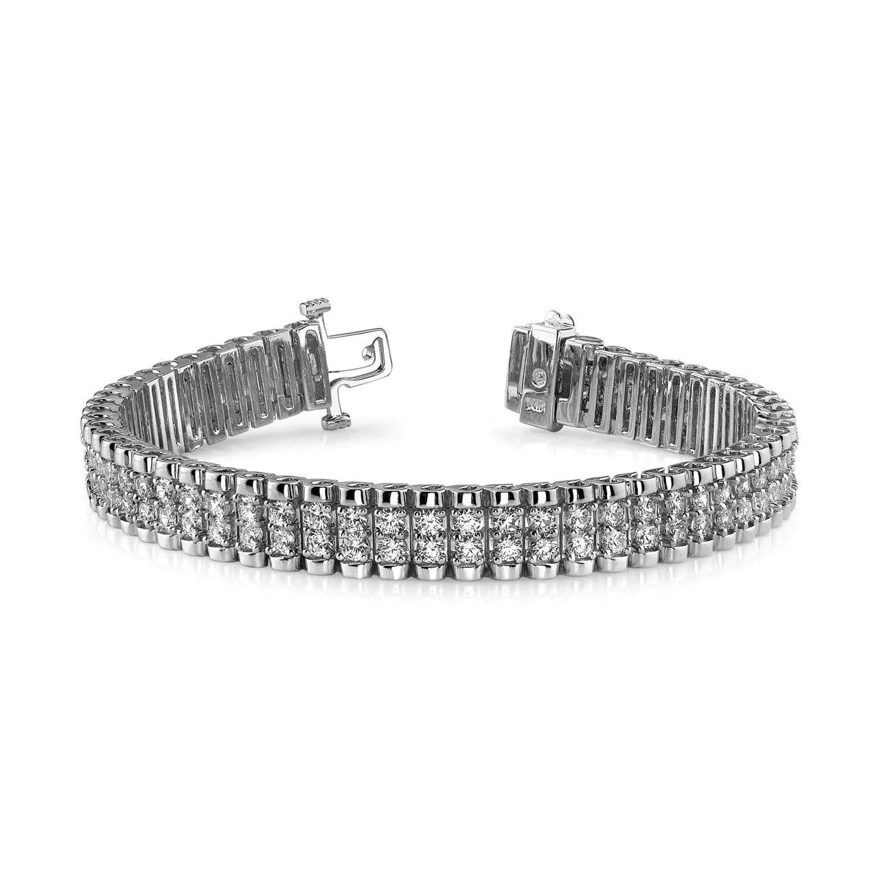 5.50 Carats Round Cut Grand Double Real Diamonds Bracelet White Gold 14K