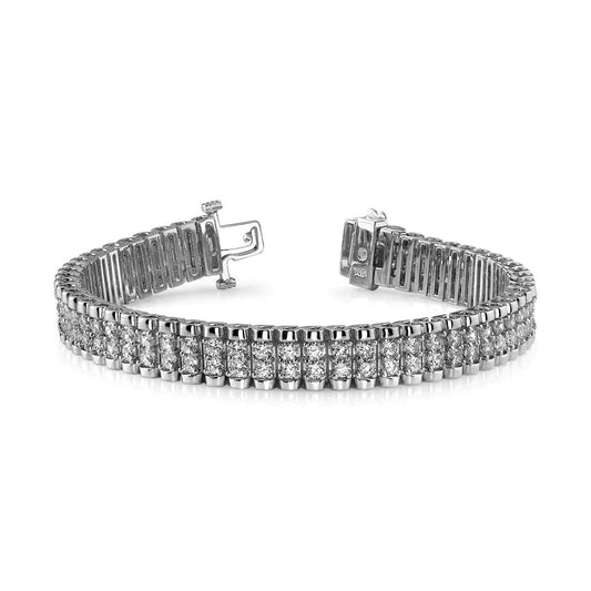 5.50 Carats Round Cut Grand Double Real Diamonds Bracelet White Gold 14K