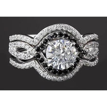 5.50 Carats Round Genuine Diamond With Black Diamond Anniversary Ring Set