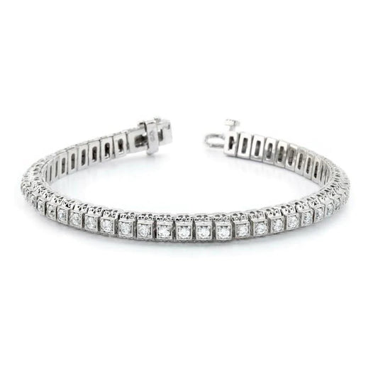 5.50 Carats Round Natural Diamond Tennis Bracelet Solid White Gold 14K