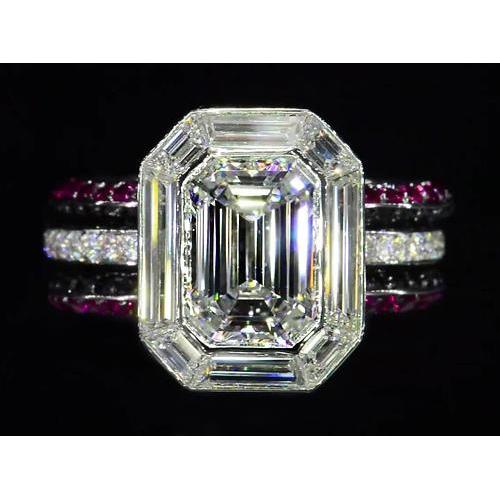 natural emerald diamond 5.50ct ring front view