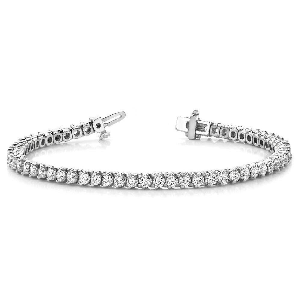5.60 Carats Round Natural Diamond Ladies Tennis Bracelet Solid White Gold