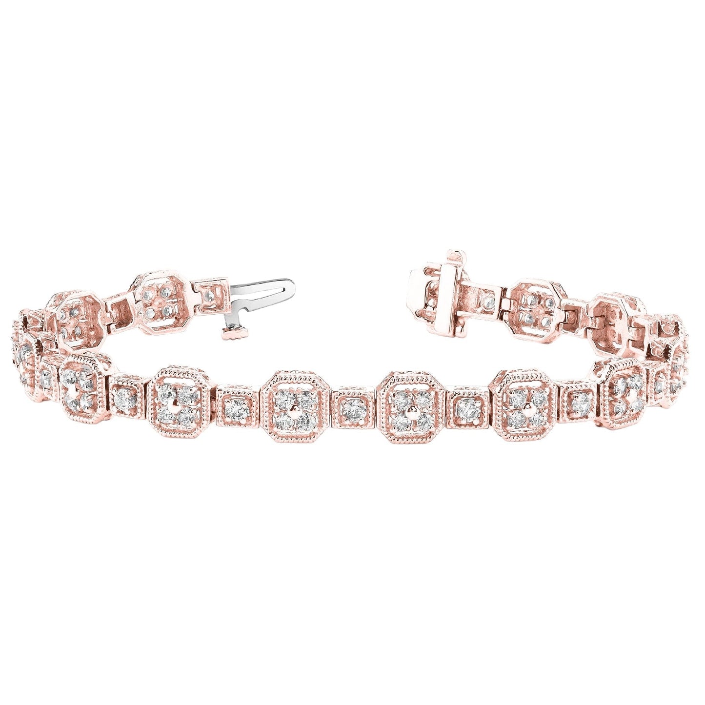 5.85 Carats Prong Set Round Cut Sparkling Real Diamonds Bracelet RG 14K