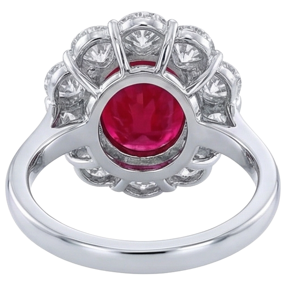 6.5 Ct Ruby With Natural Earth Mined Diamond Wedding Ring White Gold 14K Fine Jewellery