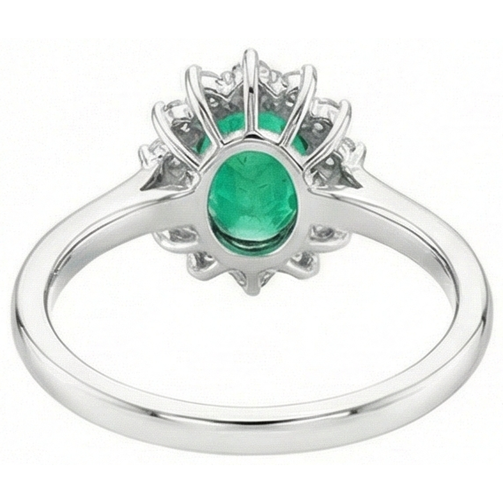 6.75 Carats Green Emerald And Natural Earth Mined DIAMOND ( NOT LAB GROWN )s Engagement Ring 14K White Gold