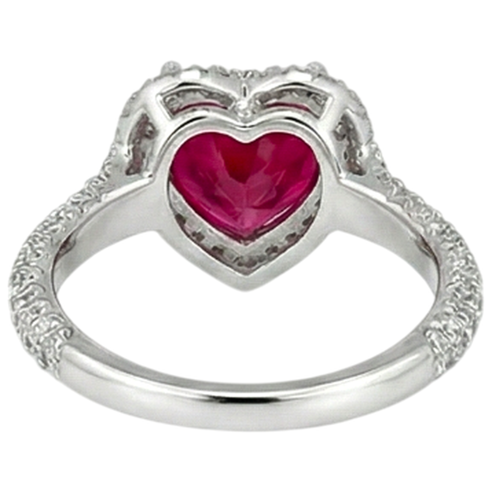 6.75 Ct Red Ruby Heart Shape With Natural Earth Mined DIAMOND ( NOT LAB GROWN ) Ring Gold 14K