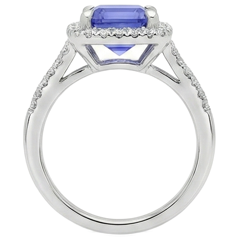 natural round tanzanite 6.85ct ring profile view