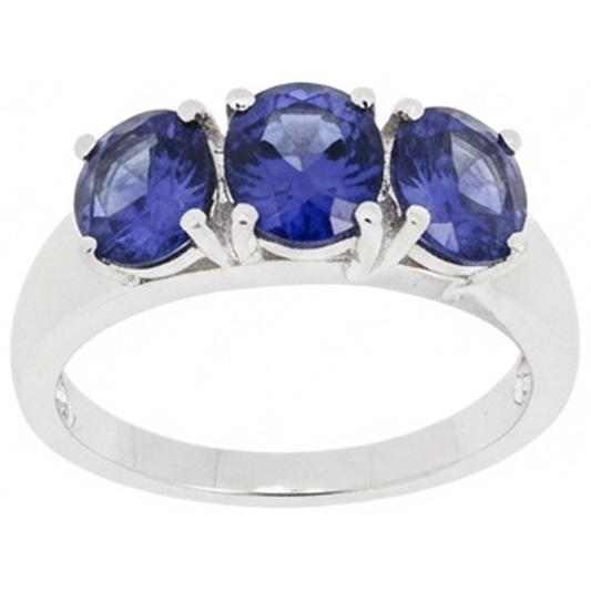6 Carat Blue Tanzanite Ring White Gold 3 Stone Gemstones New