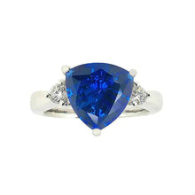 6 Carat Blue Trillion Sapphire Engagement Ring
