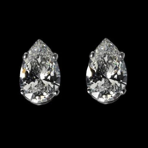 6 Carats G VS1 Pear Cut Real Diamonds White Gold Stud Earrings New