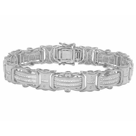 6 Carats Natural Round Shape Men Diamond Bracelet White Gold 14K