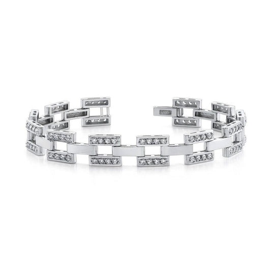 6 Carats Real Round Real Diamond Men Link Bracelet White Gold 14K