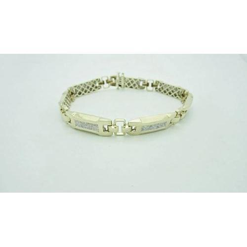 6 Carats Round Cut Real Diamonds Men's Bracelet Yellow Gold 14K