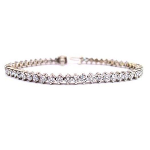 6 Carats Round Natural Diamond Tennis Bracelet White Gold 14K