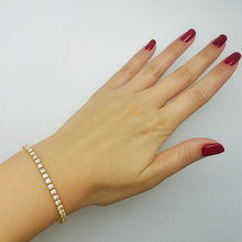 6.45 Carats Prong Set Real Round Natural Earth Mined Diamonds Tennis Bracelet 14K Yellow Gold