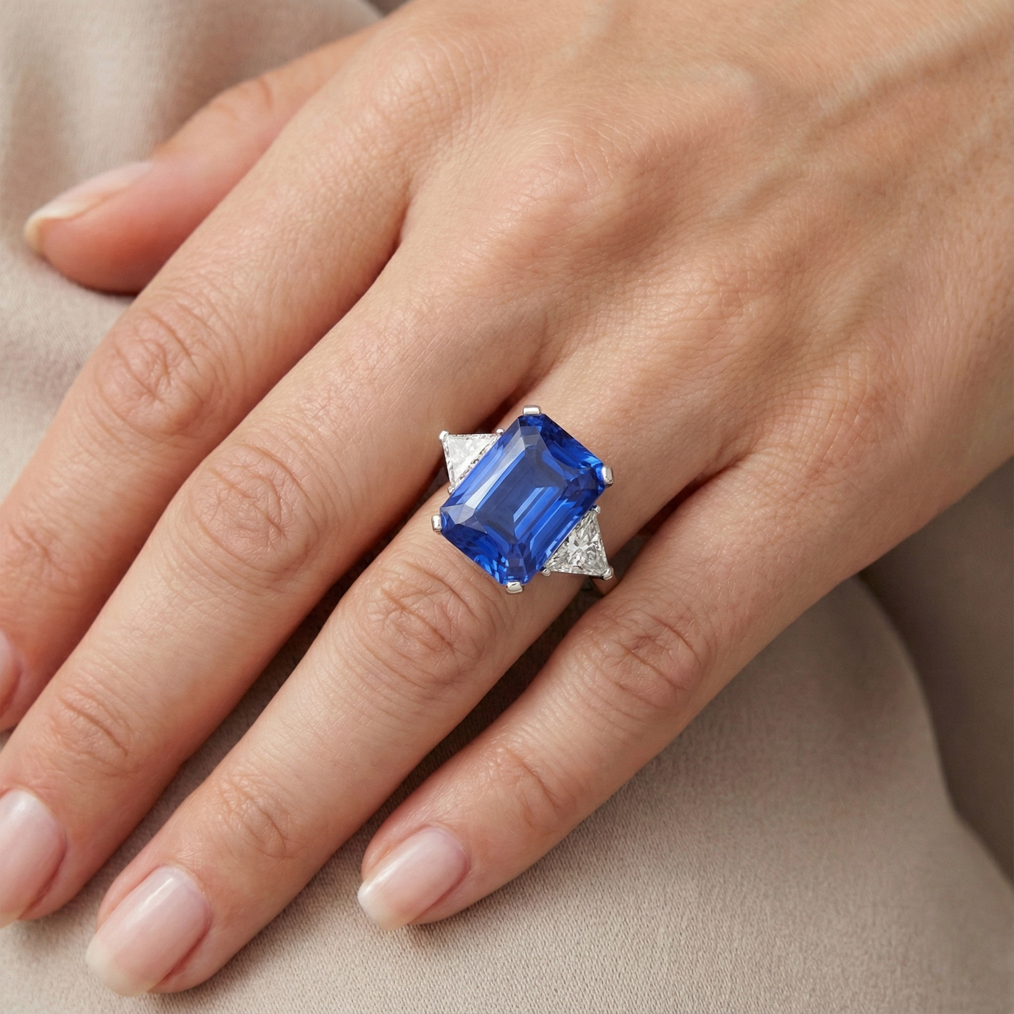 6 Carat Radiant Sapphire Stone Ring
