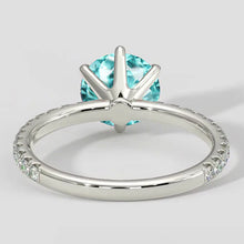 6 Prong Round Paraiba Ring with Diamond Accents