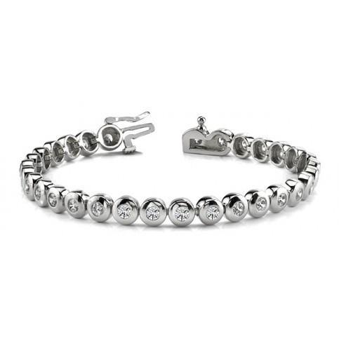6.20 Ct Round Real Bezel Set Diamond Tennis Bracelet Solid White Gold 14K