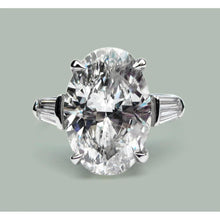 6.20 Ct. Oval & Baguettes Real Diamonds 3 Stone Wedding Ring