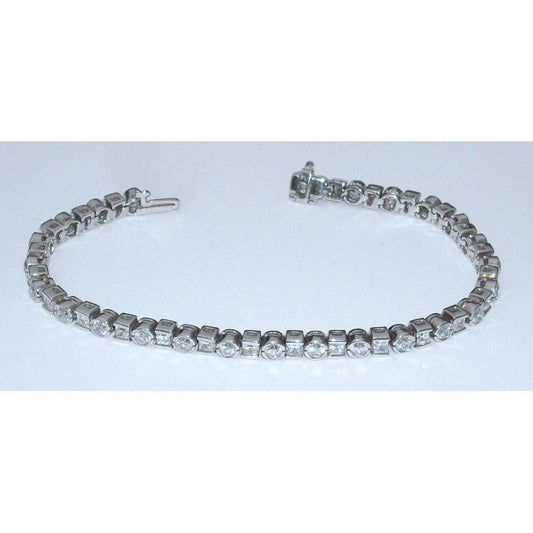 6.25 Carats Genuine Diamond Tennis Bracelet Princess Round Bezel