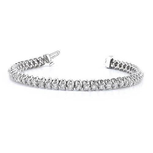 6.30 Carats Round Brilliant Cut Genuine Diamonds Tennis Bracelet WG 14K