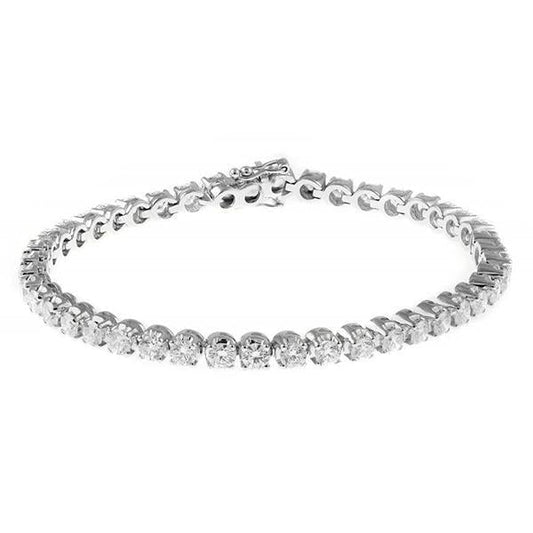6.30 Carats Round Cut Sparkling Natural Diamonds Tennis Bracelet Gold White