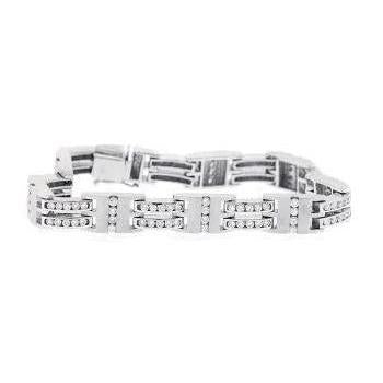 6.50 Carats 14K White Gold Gents Genuine Diamond Bracelet Fine Jewelry