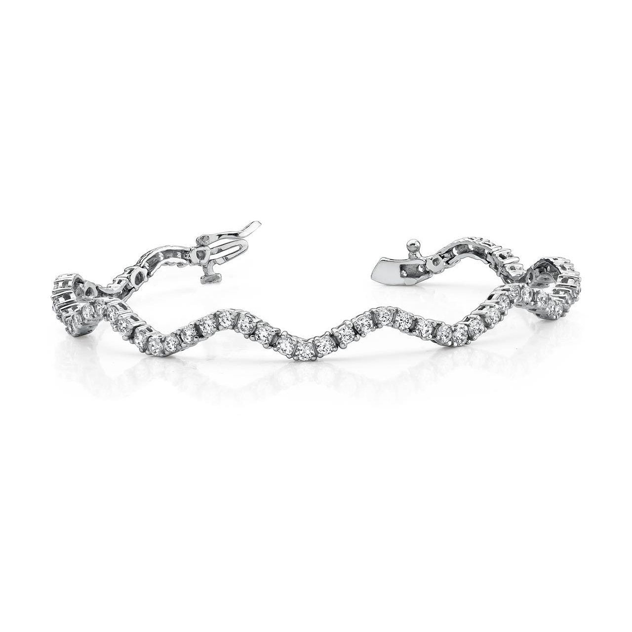 6.50 Ct Gorgeous Round Cut Real Diamond Winding Road Bracelet White Gold