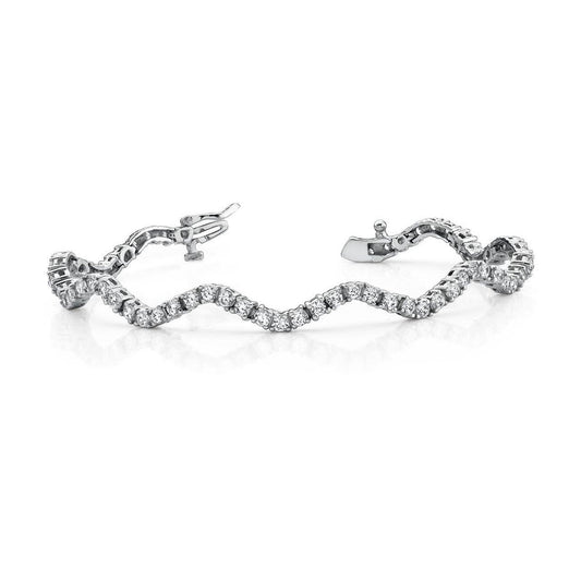 6.50 Ct Gorgeous Round Cut Real Diamond Winding Road Bracelet White Gold