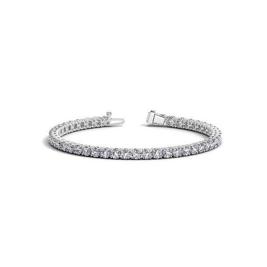 6.60 Carats Sparkling Round Cut Real Diamonds Tennis Bracelet White Gold