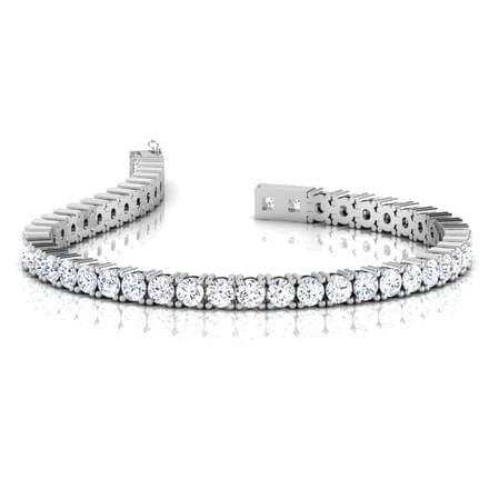 6.75 Carats Round Brilliant Cut Natural Diamonds Tennis Bracelet White Gold