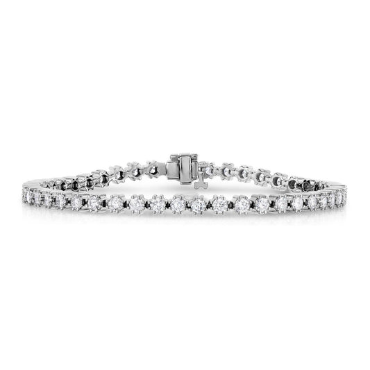6.75 Carats Round Brilliant Cut Real Diamonds Tennis Bracelet WG 14K