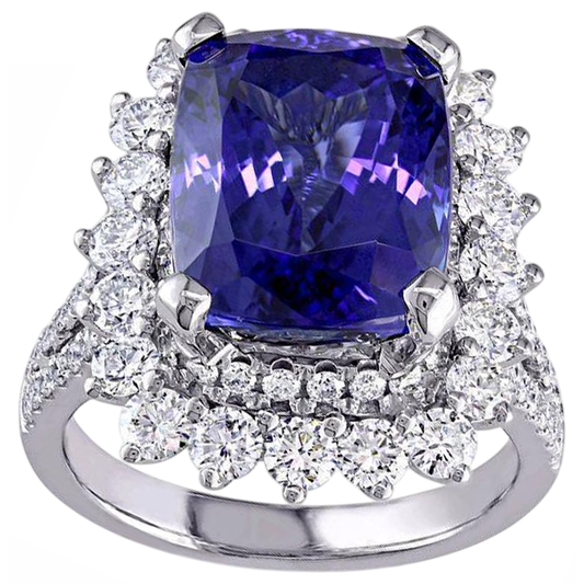 natural round tanzanite 7.75ct ring side angle