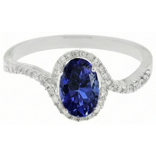 7.75 Carats Blue Tanzanite Wedding Ring White Gold 14K